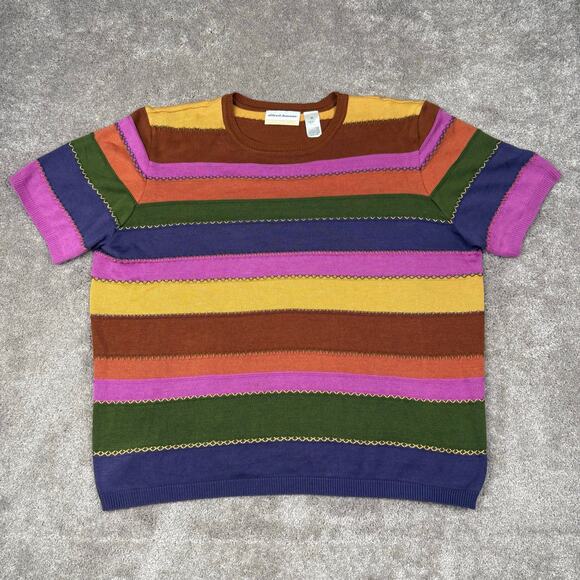 Multicolor Striped Sweater Size 2X Alfred Dunner Dopamine Maximalist Bold Fall - Picture 1 of 4